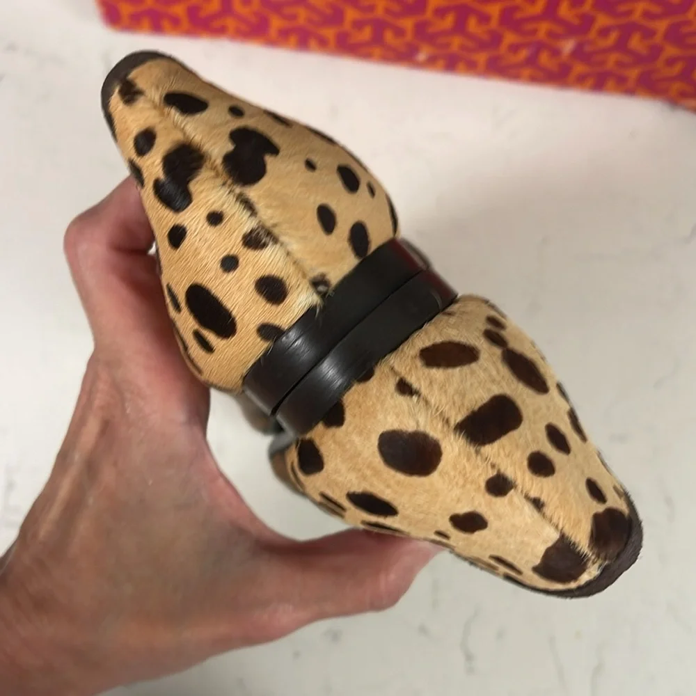 Tory Burch Asher Smoking Slipper - Cheetah Print - Calf Hair Size 7 NEW